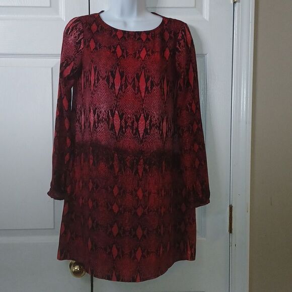 Bb Dakota | Vasha Red Snakeskin Print Shift Dress  Sz XS  NWOT - Picture 4 of 9